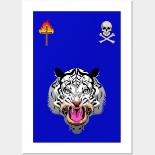 White tiger,skull and Bones,burning cross Posters and Art